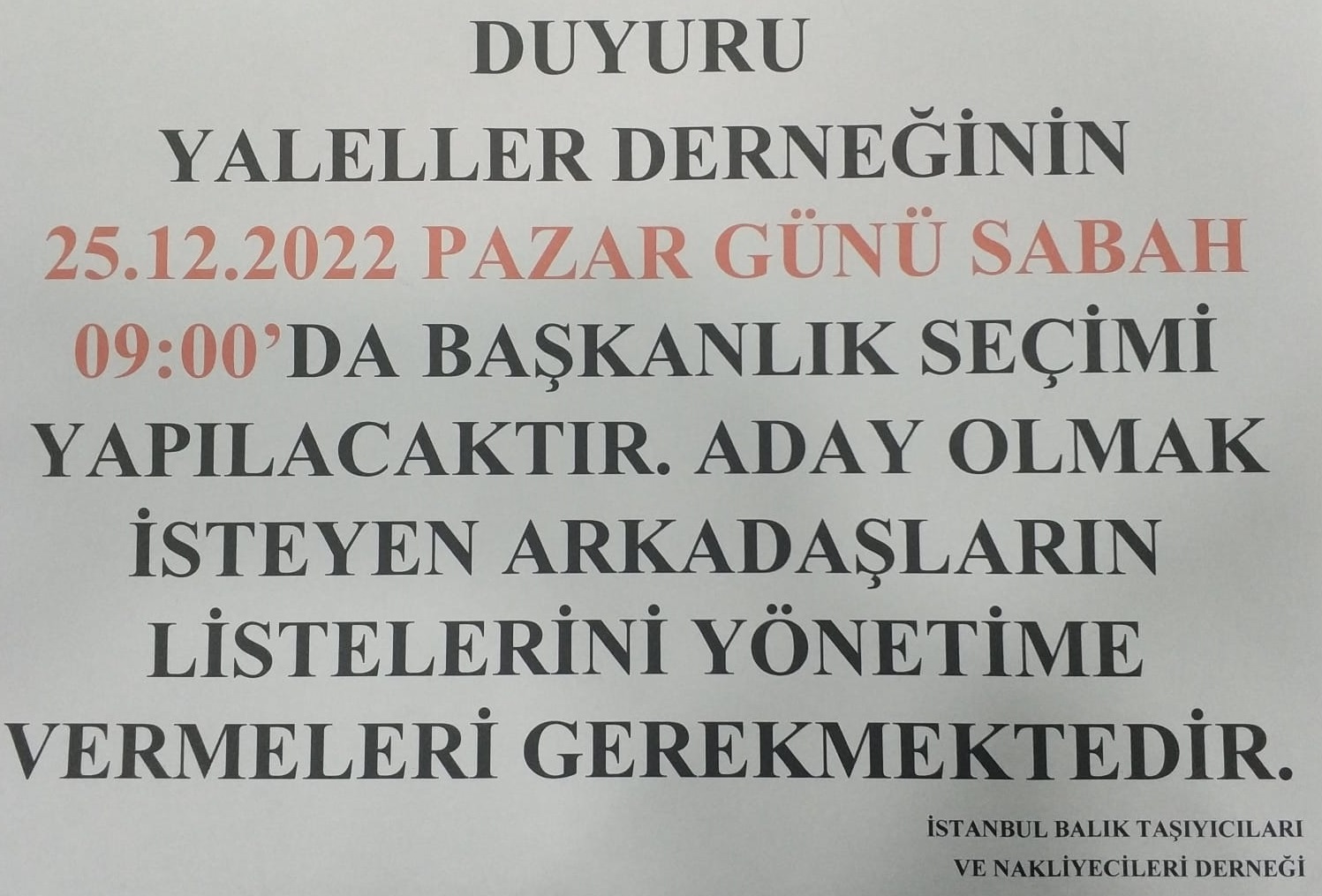 YALELLER DERNEĞİ BAŞKANLIK SEÇİMİ